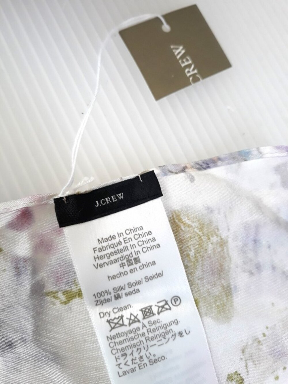 J. Crew Floral Silk Scarf Oversized 29.5" Square Watercolor Pastel Coquette - Picture 4 of 4